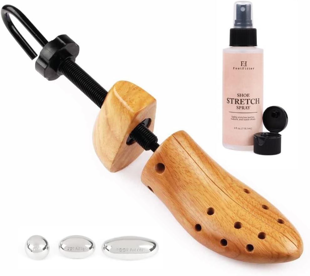 FootFitter Professional 2-Way Shoe Stretcher with 4 oz. Shoe Stretch Spray (Men’s XL 13.5-15)