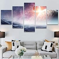 SIGNWIN 5 Panel Canvas Wall Art Modern Art Astronomy & Space Colorful Cosmic Decorative Elements Multicolor Photography for Home Decorations Ready to Hang - 60