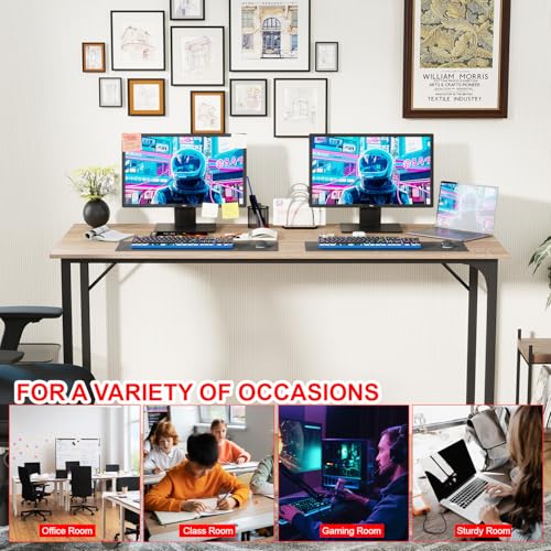 Image of PayLessHere | 55 Inch Computer Desk | Nature | Office Desk with Metal Frame, Adjustable Feet | Water-Resistant, Scratchproof Surface | Sturdy Writing Table for Home Office or Study | Pack of 1