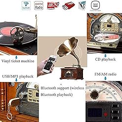 YAMMY Tourne-disques, boîte à Musique Vintage rétro Classique Gramophone phonographe Forme Haut-Parleur stéréo système… - Les Beatles, Paul McCartney, John Lennon, RIngo Starr, George Harrison YAMMY Tourne-disques, boîte à Musique Vintage rétro Classique Gramophone phonographe Forme Haut-Parleur stéréo système… – Image 5