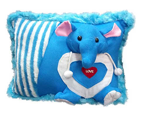 Image of Tickles Elephant Soft Plush Cushion for Kids Boys Girls Gift Home Decoration (Size: 35 cm Color: Blue)