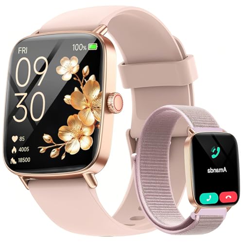 Fitpolo Smartwatch Damen mit Telefonfunktion, 1,85" Smart Watch, Fitnessuhr mit Herzfrequenz SpO2 Schlafmonitor Schrittzähler, 100+ Sportmodi Sportuhr IP68 Wasserdicht Uhren Damen für iOS Android