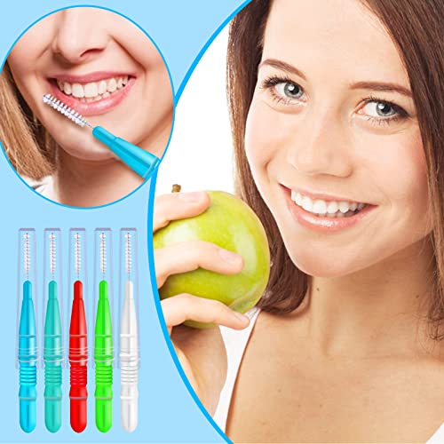 100Pieces-Interdental-BrushBraces-Brush-for-CleanerSoft-Dental-Tooth-Flossing-Head-Oral-Hygiene-FlosserRefill-Dental-Flosser-Toothpick-Cleaners-Tooth-Cleaning-ToolWhiteGreenBlueLake-GreenRed