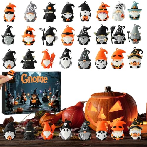 Cuenta Regresiva de Halloween para Niños con 24 Figuras Pequeñas de Gnomos y Calendario Festivo