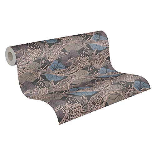 Papel Pintado Japones Mio - Tokio Metropolitan Stories 2 A.S. Création Papel pintado tejido no tejido 10.05 m x 0.53 m Azul Metálico Negro Fabricado en Alemania 378594 37859-4