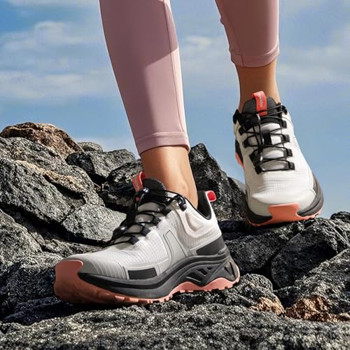 NORTIV 8 Damen Wanderschuhe leichte atmungsaktive Mesh Trekking Outdoor Arbeitsschuhe,Size 40.5,Grau Rosa,SNHS239W