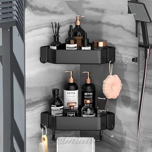 Image of Fulminare Self-Adhesive Aluminium Bathroom Corner Shelf Rack Bathroom Corner Organizer Stand Bathroom Organisers Storage Racks Bathroom Shelf /Shelves Corner (Bishop)