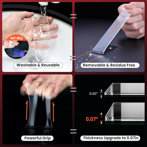 Image of Double Sided Tape Heavy Duty, 60 Feet Nano Double Sided Adhesive Tape | Strong Clear Mounting Stick Tape Adhesive Strips High Temperature Tape Removable, Washable, ReusableTapes for Wall