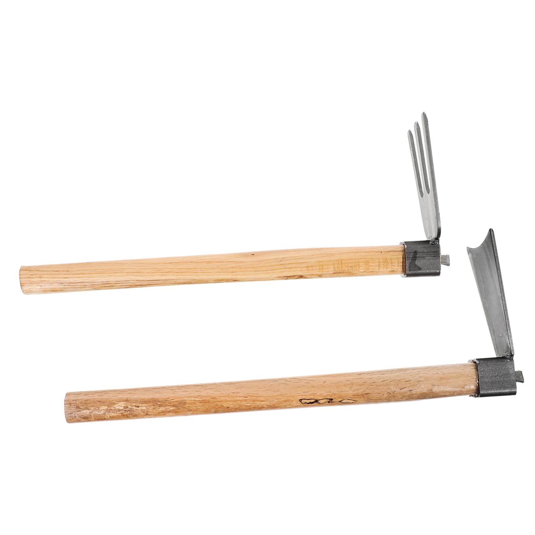 HEMOTON 1Set Garden Hoe and Rake Wooden Handle Vegetable Farming Tools for Weeding Soil Digging Durable Hoe Hand Rake for Efficient Garden Cultivation