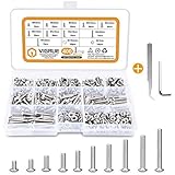 VIGRUE 400PCS M4x5/6/8/10/12/14/16/18/20/25mm Hex Button Head Socket Cap Screw Nut Washer Assortment...