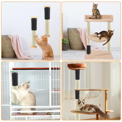 Image of Cat Scratching Post Replacement,15.7 in M8 Cat Tower Replacement Poles with Self Groomer Massage Natural Sisal Refill Pole Parts Climbing Tickling Clawing for Indoor Cats Furniture Accessories