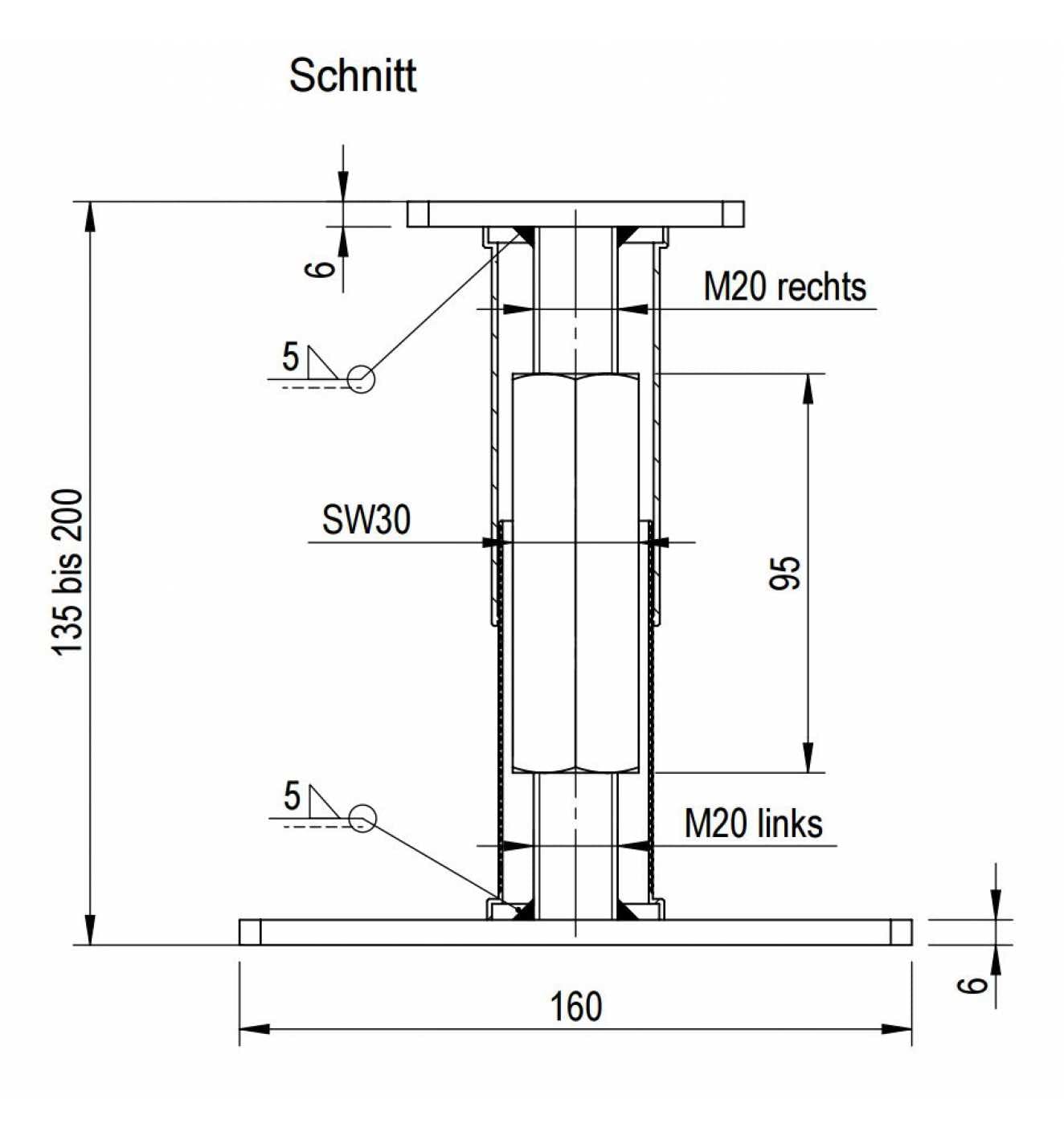 BB STANZ Pfostenträger Bodenplatte 160 x 80 x 6 mm (4 Stück) Stützfuß Bodenfuß Betonfuß höhenverstellbar verstellbar mit Platte Trägerplatte 80 x 80 x 6 mm