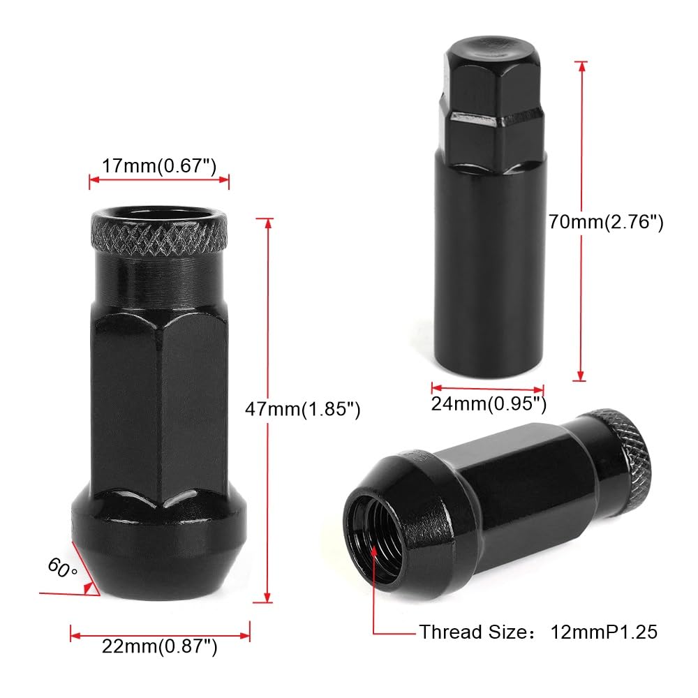 Lug Nuts For Sale 20-Pack 12x1.5 Open End Bulge Acorn Lug Nuts – Black Finish, 60-Day Warranty 12x1.5 Lug Nuts Napa - Foto 2