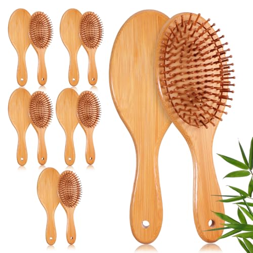 12 Pcs Bamboo Hair Brushes for Women and Men