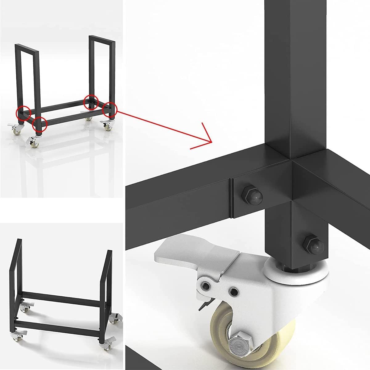 Firewood Log Holder with Lockable Wheels - Small Rolling Rack for Indoor Fireplace or Outdoor Patio, Metal Log Storage Stacker Stand
