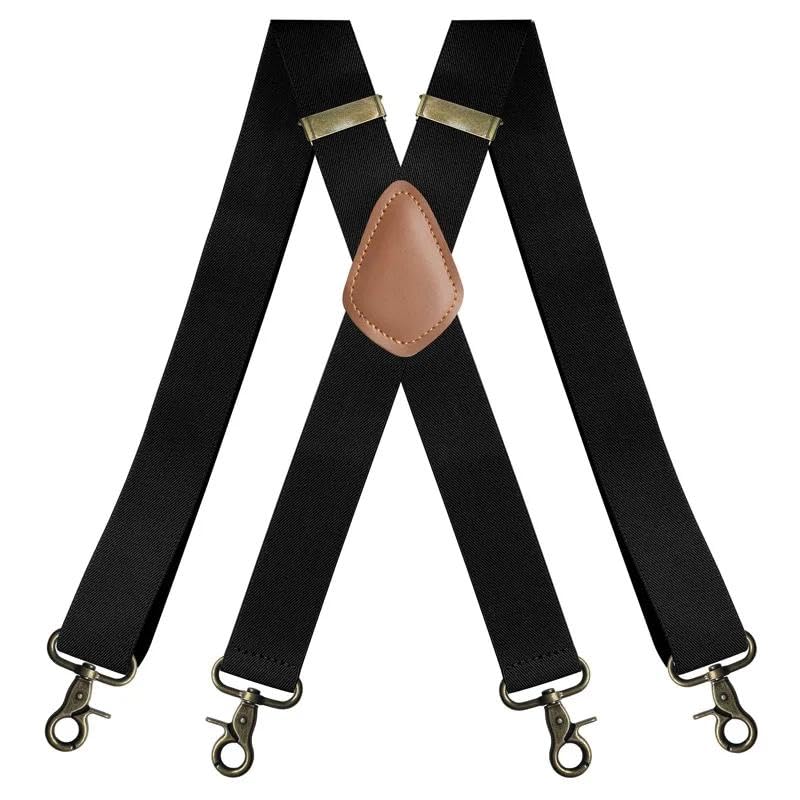 Vintage de los Tirantes para los Hombres de Trabajo de servicio Pesado de Gran 3.5cm de Ancho X en Forma de 4 Ganchos de metal Ajustable Elástica de los Pantalones Llaves