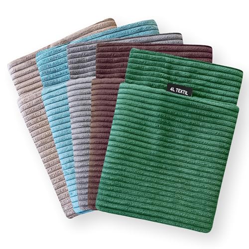 4L Textil Molly Hundekissen Cord Beige Hundebett mittelgroße Hunde mit Bezug und Reißverschluss Hundebett Cord kuscheliges Hundekissen waschbar (80x60 cm, Latte(Stripes))