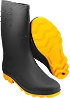 Vonder, Bota De Pvc Preta Com Solado Amarelo, 44/45, Cano Médio, Com Forro.