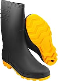 Vonder, Bota De Pvc Preta Com Solado Amarelo, 44/45, Cano Médio, Com Forro.