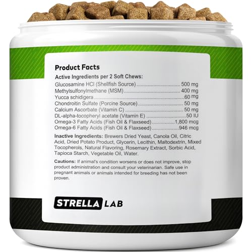 Glucosamine Treats for Dogs - Joint Supplement w/Omega-3 Fish Oil - Chondroitin, MSM - Advanced Mobility Chews - Joint Pain Relief - Hip & Joint Care - Chicken Flavor - 120 Ct - Made in USA