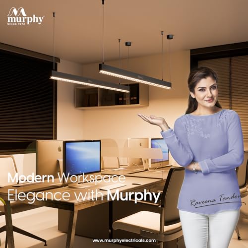 Image of Murphy 4ft LED Hanging Profile Light - Warm White (Lens Diffuser) | 45W Aluminium LED Pendant Light | Adjustable Hanging Wire | Modern Linear Ceiling Light | 2-Year Warranty | Pack of 1