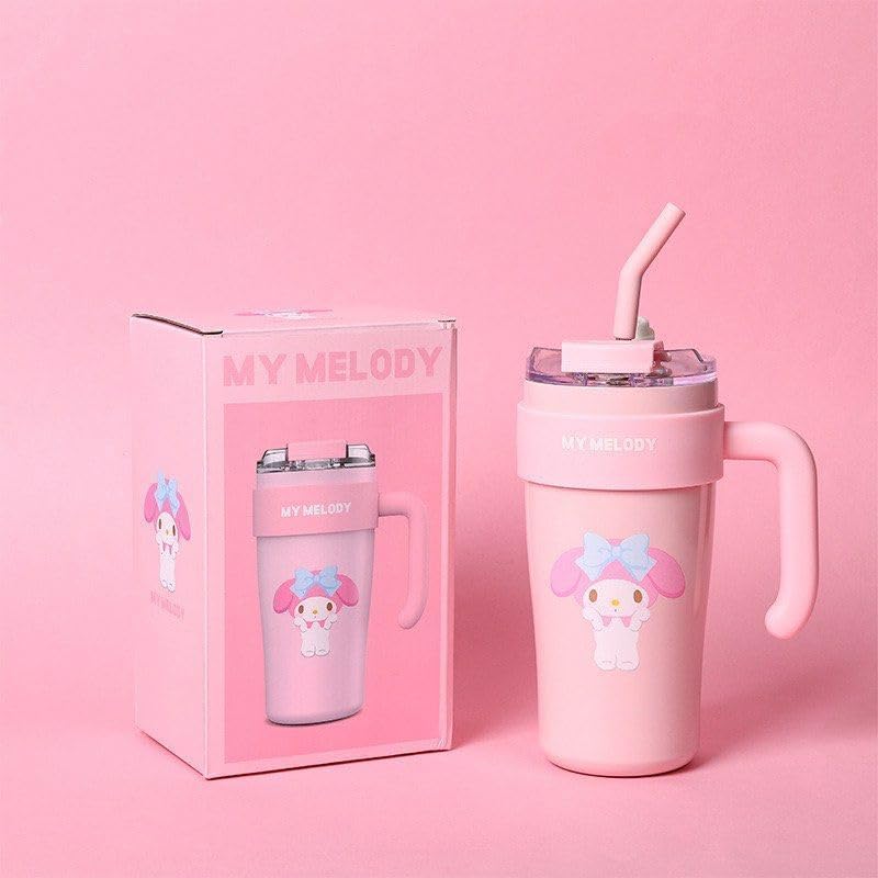 Image of DOCAT 860ML Stainless Steel Tumbler with Straw, Vacuum Insulated Coffee Tumbler, Leakproof Wide Mouth Sipper Bottle with Straw, Hot and Cold Sipper for Gym, Office, Sport, Travel, Home (Pink)