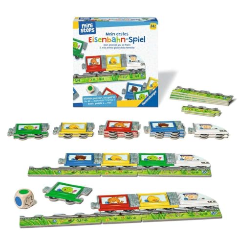 Ravensburger ministeps 4187 Mein erstes Eisenbahn-Spiel, Erstes Würfel- und Puzzlespiel zum Farbenlernen, Spielzeug ab 2 Jahre