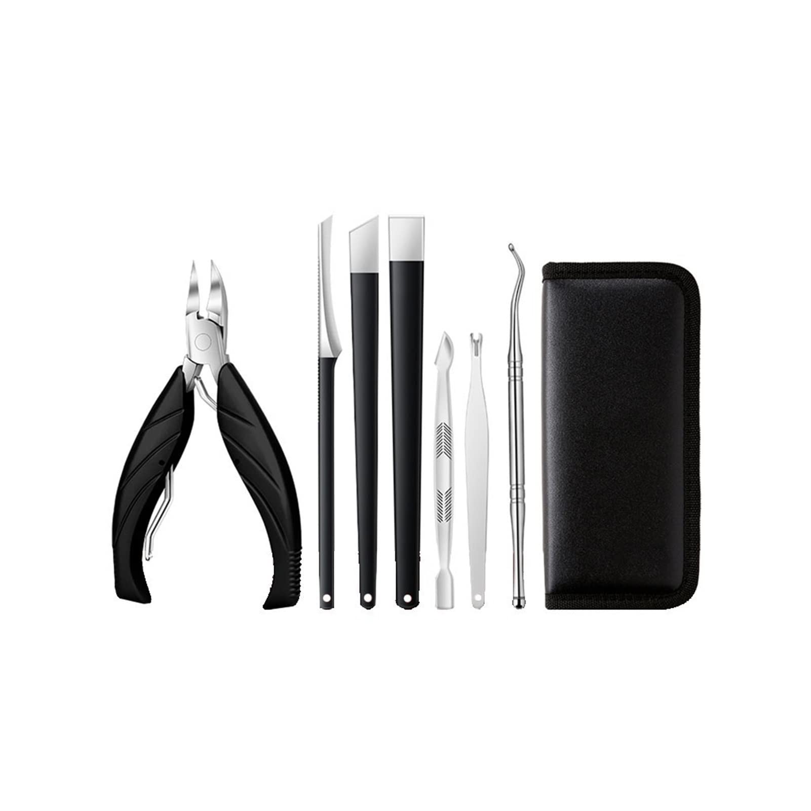 cążki do paznokci, 6/7/8-częściowy zestaw obcinaczy do paznokci Zestaw higieny osobistej Profesjonalny pedicure(Black,8-piece set)