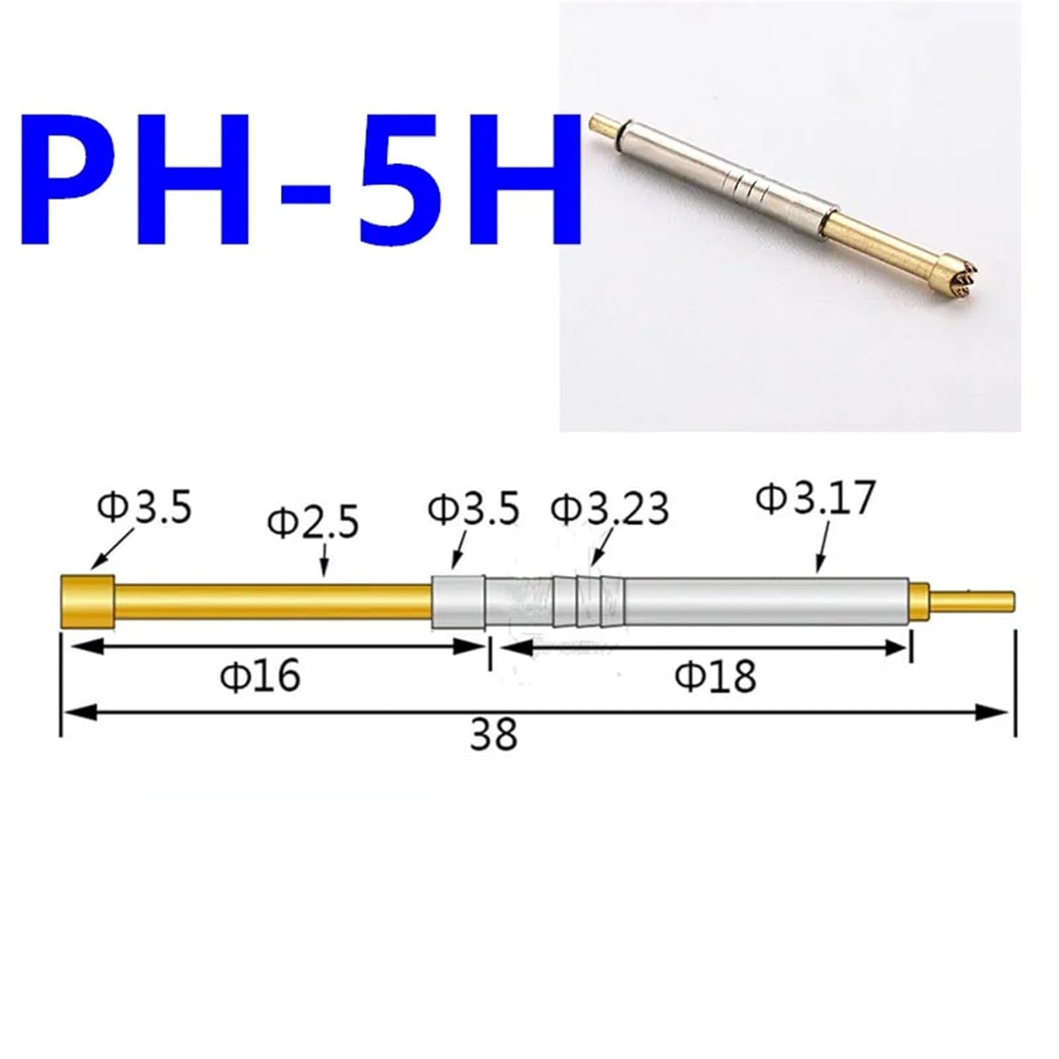 Plum Blossom Head PH-5H Model Test Probe 3.2 Outsourcing Needle Copper Test Needle Spring Electronic Probe 50Pcs