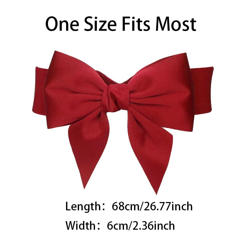 COTIM COYIN Women Elastic Belts Stretchy Leather Waistband Wide Stretch Dress Belt with Bow Tie Interlock Buckle2