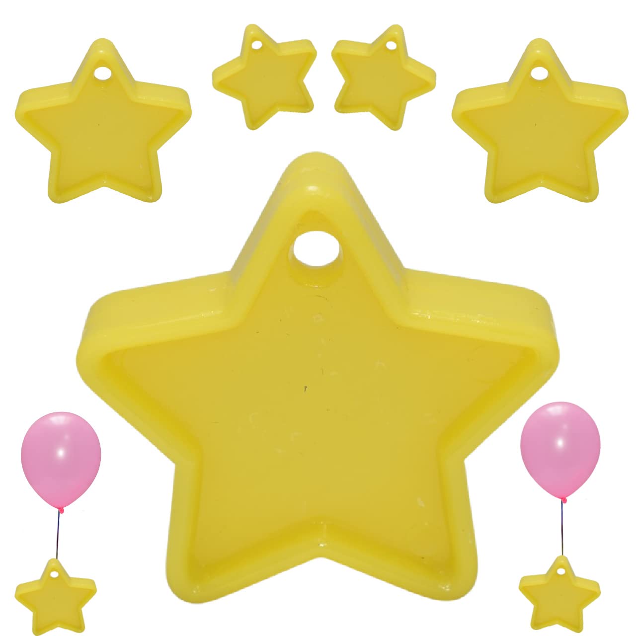 Colorful Helium Balloon Weights Star Shaped Balloon Weights Plastic Balloon Pack of 5,10 and 25 Weights for Balloons Birthday Wedding Party Decorations Supplies (Yellow, 25)