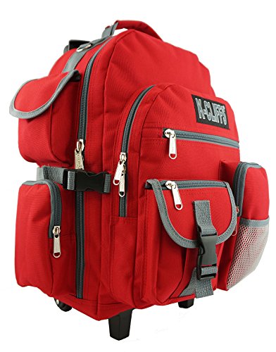K-Cliffs Rolling Backpack Wheeled School Backpack Book Bag Daypack With Multiple Pockets Red #TOP1