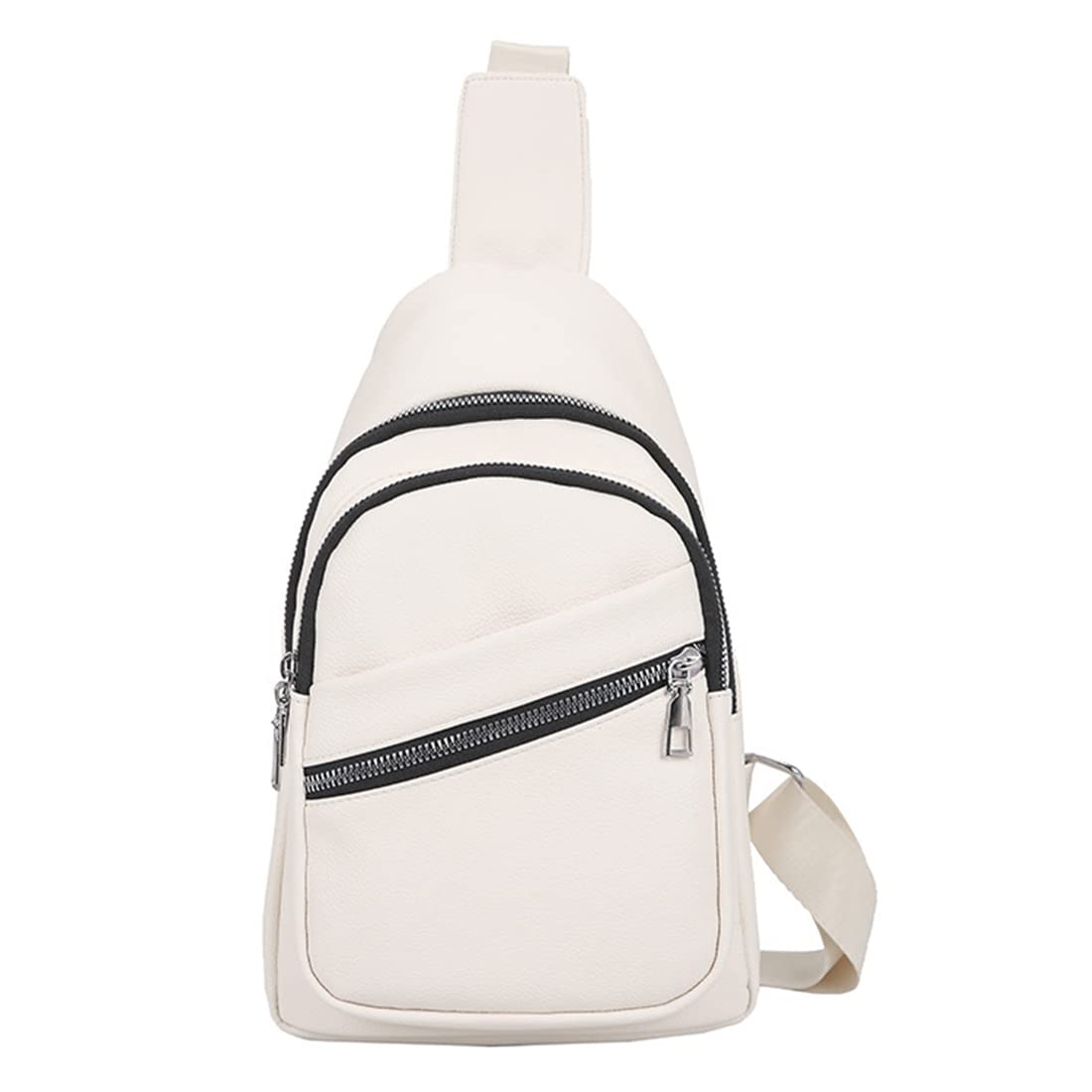 Sunwel FashionLightweight Sling Bag 4 Zipper Pockets Casual Daypack Small Crossbody for Women (off white), Off-white, Small, Casual Backpack