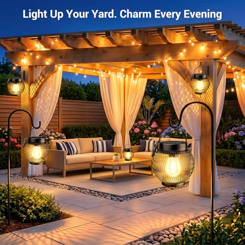 2-Count TuyLuxe Waterproof Metal Hanging Outdoor Solar Lanterns w/ Dusk-to-Dawn Sensor $13.99 ($7 each) - image 2