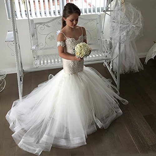 GZCYL Mermaid Flower Girls Dresses for Wedding Lace Tulle Kids Junior Bridesmaid Dress with Train3