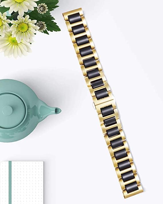 BINLUN Replacement Watch Band Stainless Steel Ceramic Watch Bracelet Polished Strap 12mm/14mm/16mm/18mm/20mm/22mm with Butterfly Buckle 6 Colors - Image 2
