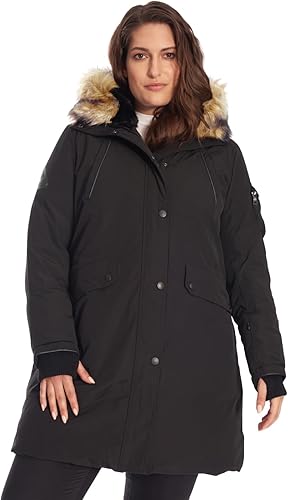 Miniatura 12 de ALPINE NORTH Laurentian - Chaqueta larga de plumón vegano para mujer con capucha de piel sintética Uva,Azul marino,Topo,Negro,Oliva