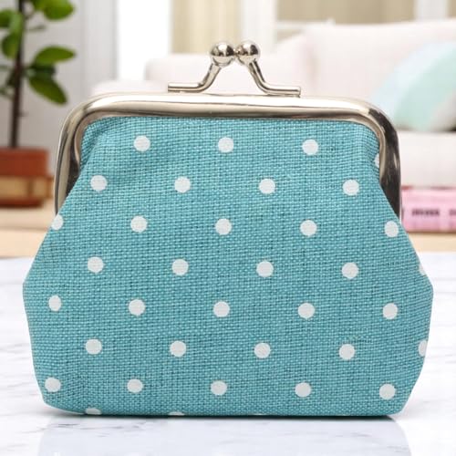 1Pcs Pouch Wallet Polka Dot Snap Wallet Canvas Blue 9x7cm