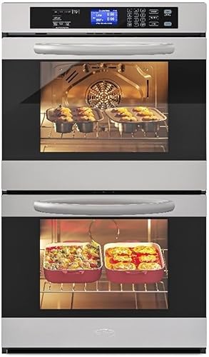Pemberly Row 5 cu. ft. Stainless-Steel Premium Convection Double-Unit Wall Oven.