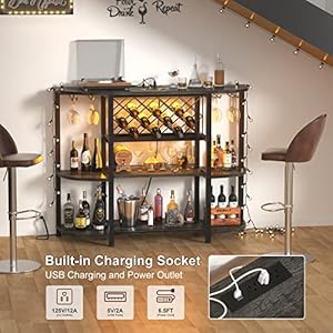 Unikito4tiermetalcoffeebarcabinetwithoutletandledlightfreestandingfloorbartableforliquorwithglassholderandwinerackstoragewinebakersrackforkitchendiningroomgrayoak Urban Country Home Decor Unikito 4 tier metal coffee bar cabinet with outlet and led light freestanding floor bar table for liquor with glass holder and wine rack storage wine bakers rack for kitchen dining room gray oak urban country home decor