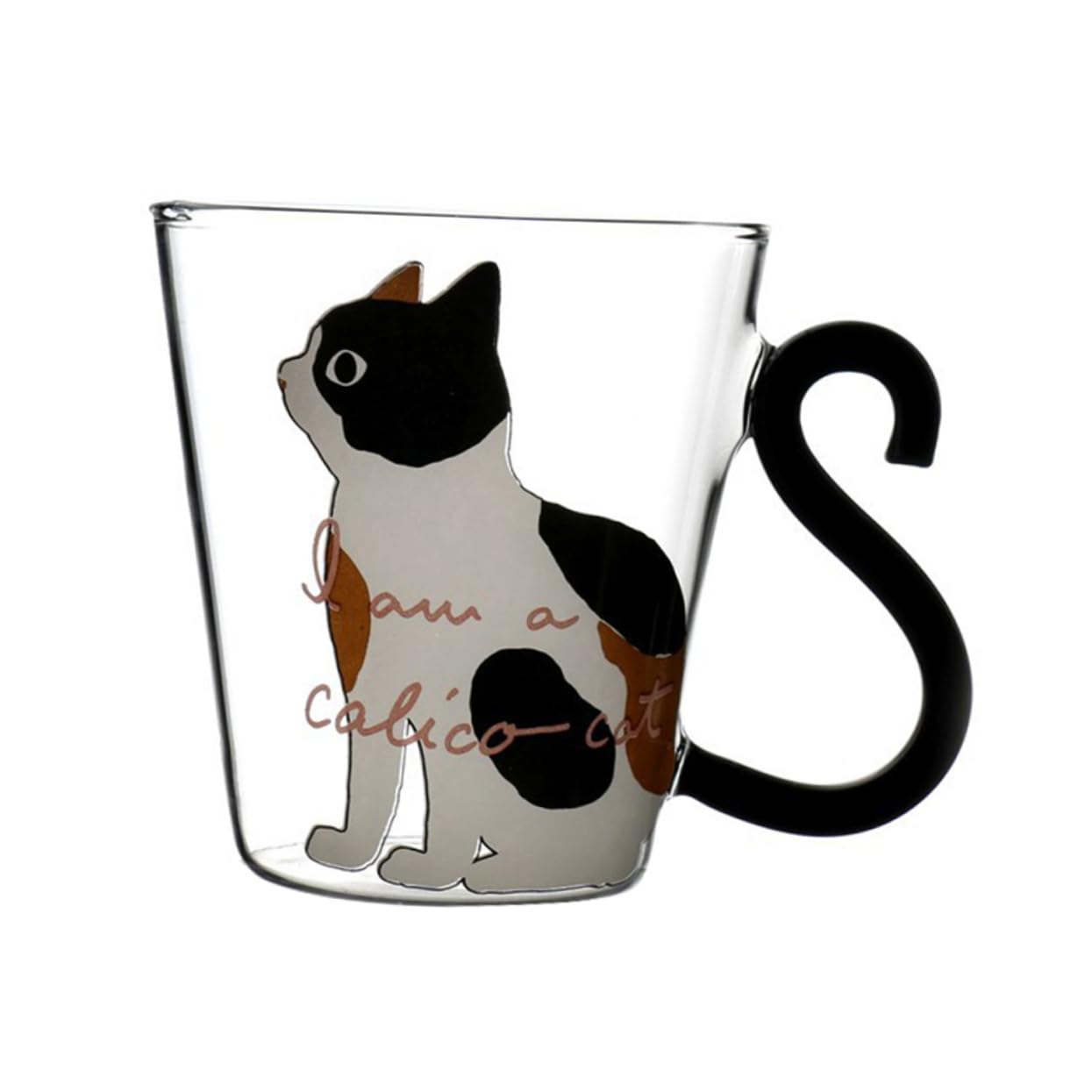 JJQHYC Tazza Gatto Doppia Parete Vetro Tazza da Caffè, Regalo Gatto per Donna, Carino Gatto Tazza con Manico, Tazze da The, Regali per Compleanno Natale
