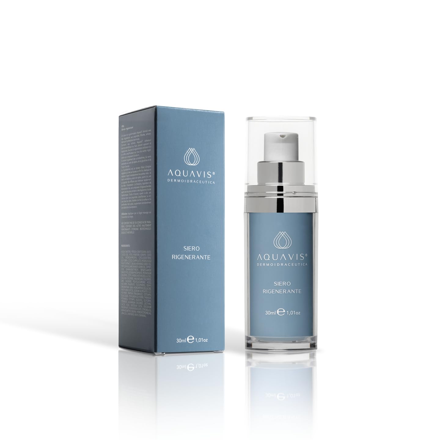 Aquavis® Siero Viso Liftante Antirughe con Aquavis, Ciclo destrine, Peptide, Vitamina C/E, Olio di Avocado e semi di Chia. 30 ml