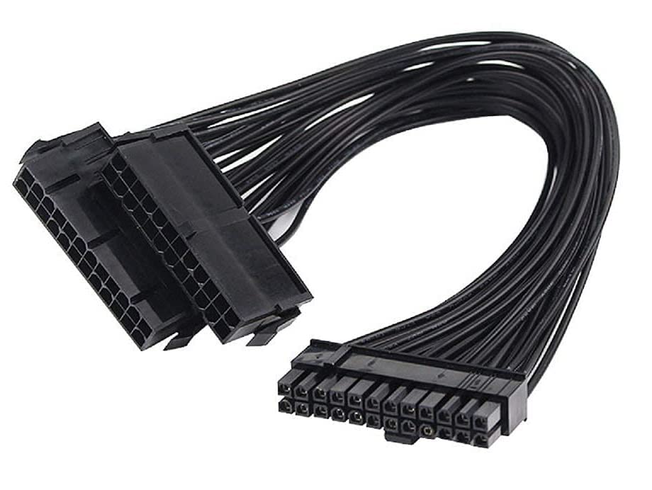 Dual PSU Power Supply Cable 24 Pin Extension Cable, for ATX Motherboard, 1x24P(20+4) Male Port and 2×24 Pin Female Ports