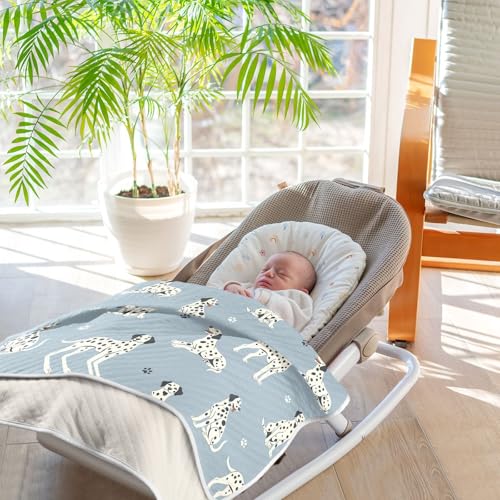 Image of Dalmatian Dogs Paw Gray Blue Baby Swaddle Blanket for Boys and Girls, Muslin Baby Receiving Swaddle Blanket, Soft Cotton Nursery Swaddling Blankets for Newborn Toddler Infant