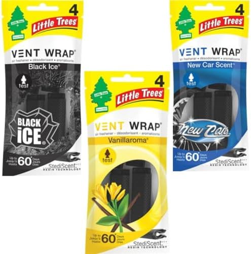 Little Tree Vent Warp 4 pack -Black Ice | New Car Scent | Vanillaroma AHSR Products Bundle Prefect for Cars, Trucks, RV, Long Lasting Scent image 4
