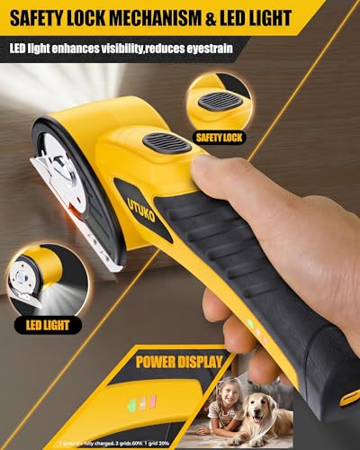 Image of Electric Cardboard Cutter, 800RPM High-Power Brushless Motor, 3500mAh Cordless Rechargeable Electric Scissors, Heavy Duty Box Cutter for Cardboard & Carton,Yellow