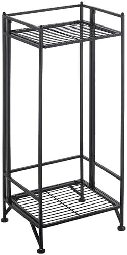 Convenience Concepts Xtra - Soporte para plantas de almacenamiento, soporte organizador de estantería de metal plegable de 2 niveles, soportes