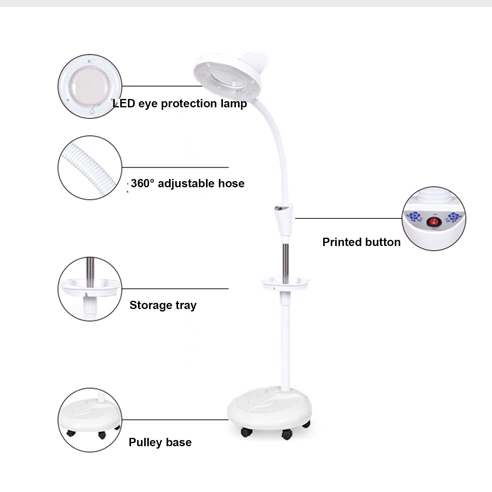 Amazon.co.jp: 拡大鏡フロアランプ 8X 虫眼鏡ライト、LED 拡大鏡