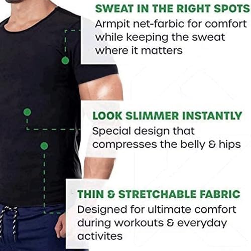 Image of Sauna Shirt for Men Workout: Neoprene Short Sleeve Sweat Shirt for Weight Loss - Mens Gym Compression Sauna Vest