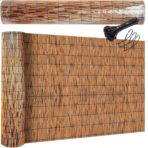 Valla de Cañizo Natural para Jardín, Rollo de Ocultación Exterior para Balcón y Terraza, Cerramiento de Bambú, Pantalla de Privacidad, Resistente y Fácil de Instalar(1.20mx5.0mx1pack)